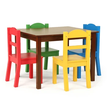 Kuklus Įgulos Susitikime Kolekcija Vaikams Medienos Stalo Kėdės Nustatyti, Balta Ir Pirminės
