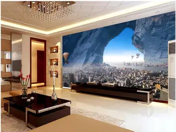 Pasirinktinius nuotraukų 3d tapetai Europos stiliaus cave city karšto oro baliono kambarį namų dekoro 3d sienų freskomis tapetai, sienų ir 3 d
