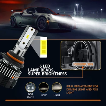 2VNT Super Šviesus Automobilio LED H7 H4 Žibintų Lemputės H1 H11 9005 9006 Balta/Gintaro Auto Rūko žibintų 12V 100W Dėmesio 6000K 5000LM Lempos