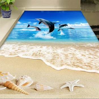 wellyu Užsakymą Grindys Atkreipti 3D Surf Beach Kriauklių, jūros žvaigždžių Gyvenamasis Kambarys Vonios kambarys обои lipnios 3d grindys Papel de parede