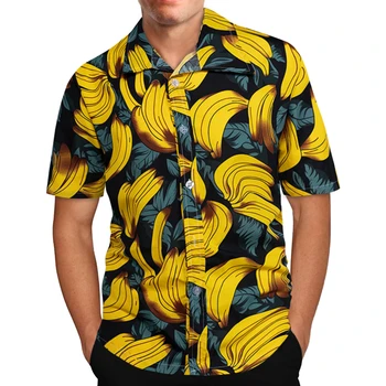 Vyriški Havajų Marškinėliai Atsitiktinis Bananų Juokinga Spausdinti Paplūdimys Marškinėliai trumpomis Rankovėmis Prekės ženklo Drabužių
