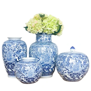 Naujas Kinijos mėlynos ir baltos antikvariniai porceliano vazos jar 2022 namų puošybai turkijos vaza