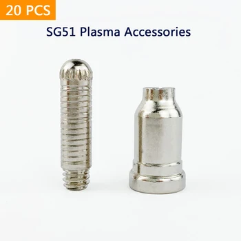 20pcs SG51 Reikmenys(10 tps+10 elektrodai) už 60a DC inverter Oro Plasma Cutter Reikmenys SG51 pjovimo degiklį/gun