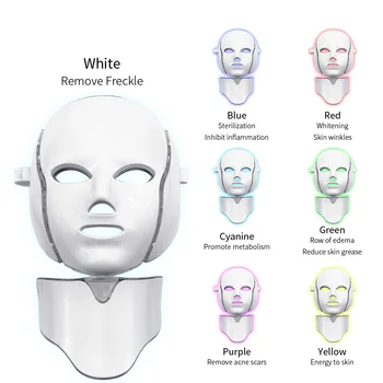 7 Spalvų Led Veido Fotonų Šviesos Terapijos Aparatas / Korėja LED Veido Kaukė su Kaklo