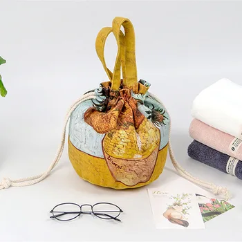 skiriasi dizainas, drobė maišelis su naftos tapyba modelį ranka maišo aplinkos apsaugos audinio maišelis raišteliu bag rankinė