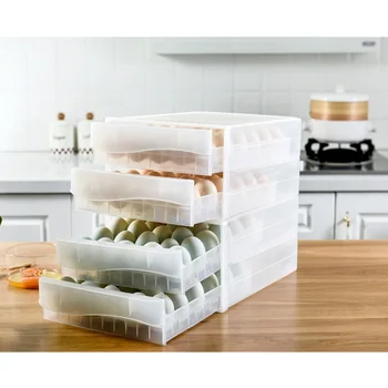 60 Grotelės Dvigubo Sluoksnio Kiaušinių Dėžutės Šaldytuvas, Virtuvės Buitinė Laikymo Dėžutė Kiaušinių Savininkas Priežiūra-Stalčių Tipo Saugojimo Dėžutė