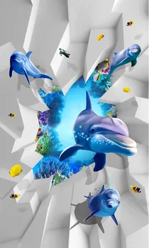 Lipnios Sienos Popieriaus 3D Grindų Apdailos Dažymo Ocean World 3D Grindys