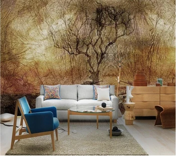 Individualizuotos fono paveikslėlį 3D freskomis nostalgišką retro medžių skurdus stiliaus freskos fone sienos dokumentų namų dekoro papel de parede tapetai