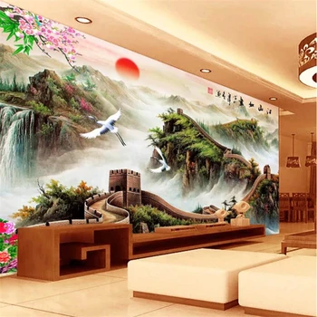 beibehang papel de parede Užsakymą tapetai 3d freskomis stiliaus Kinijos Didžiosios Sienos freskos kambarį, miegamąjį, TV foną, sienos popieriaus