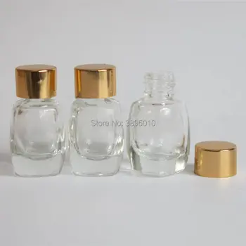 5ml Mini skaidraus Stiklo eterinio Aliejaus Buteliukas su aukso bžūp Maži Stikliniai Buteliukai F1044