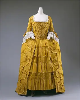 Marie Antoinette geltona Suknelė Suknelė Moterų Rokoko 1700 Royal Court 