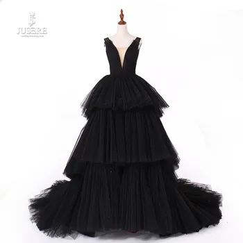 Jusere Nekilnojamojo Nuotraukos Black, Gothic Maxi Suknelė Prom Dresses Pavargę Taurės Sijonas Vakarinę Suknelę Su Uodega, Naujas 2019