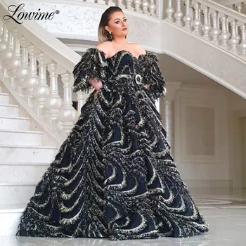 2020 m. Dubajaus Plus Size Vakaro Suknelės nuo Peties Reljefiniai Prom Dresses Chalatas De Soiree arabų Šalis, Chalatai платья знаменитостей