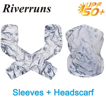 F Riverruns UPF 50+ Apsauga nuo Saulės Rankos Rankoves ir Headscarve Vyrų ir Moterų, Žvejyba, Krepšinis, bėgiojimas, Dviračiai, Futbolas