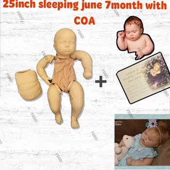 25inch 7 mėnesius Bebe Lėlės Reborn Rinkinio birželio Kūno Populiarus Retų Tik išparduota Leidimas Su COA Unpainted Rinkiniai Pilvo