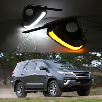 Automobilių Modifikavimas, LED Dieniniai Žibintai, Posūkio Žibintai Toyota Fortuner 2015-2018