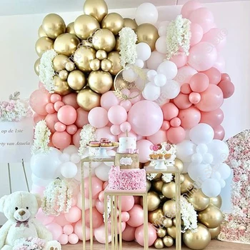 171pcs Pink Macaron Balionai Vestuves Fone Baby Shower Prekių Balta Renginio Dekoracija Gimtadienio Balionų Girliandą Rinkiniai