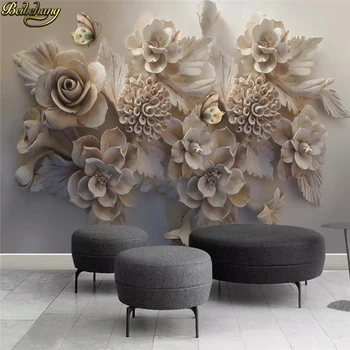 beibehang užsakymą Įspaustas 3D gėlių drugelis foto tapetai, freskos Gyvenamasis Kambarys Sofos paviršiaus Šiuolaikinės Fone namo sienos Freskomis