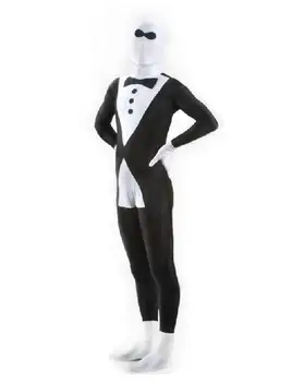 Black & White Lieknas Vyrų Spandex Bodysuit Zentai Kostiumai Helovinas Fancy Džentelmenas jumpsuit