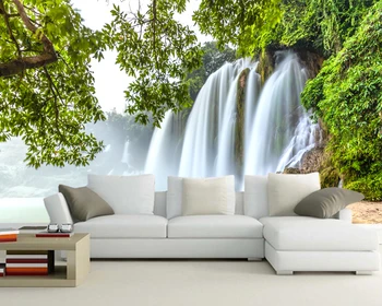 Custom gamtinio kraštovaizdžio tapetai, miško krioklys freskos gyvenimo kambario, miegamasis, sofa foną papel de parede