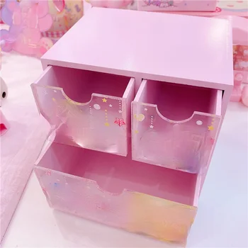 mielas Anime Mėnulis Cute Girl Mediniai Desktop Storage Box Makiažas Organizatorius Animacinių filmų Mergina Papuošalų dėžutė Paveikslas Modelis, Žaislai
