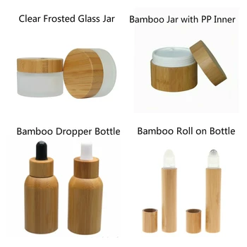 Kosmetikos 50pcs 50ml bambuko užkratas butelis 50g matinio, skaidraus stiklo indelį 50g bambuko indelį su pp vidinis 15ml kvepalai roll butelių