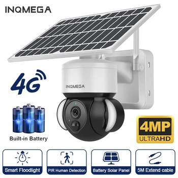 INQMEGA 4MP 4G SIM PTZ Saulės Kamera PIR Aptikimo Smart Šviesos Dieną ir Naktį Full Apsaugos VAIZDO Vandeniui