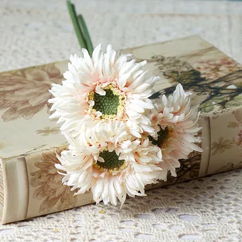3 Filialo Pluoštas Mini Gerbera Šilko Gėlių Puokštė Namų Kambarį Dekoruoti Vestuvių Išdėstymas Dirbtinis Maža Daisy Gėlės