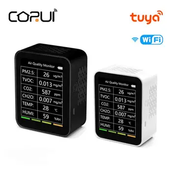 CORUI Tuya WiFi 6 In 1, Oro Kokybės Jutiklis Intelligent KD2.5 TVOC CO2 CH2O Temperatūra Drėgnumas Daugiafunkcinis Detektorius