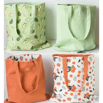 medvilnės shopper audinio dvipusis dvejopo naudojimo Ranka maišo medvilnės ir lino kišenė rankinės, pirkinių krepšys saugojimo krepšys bakalėjos krepšys