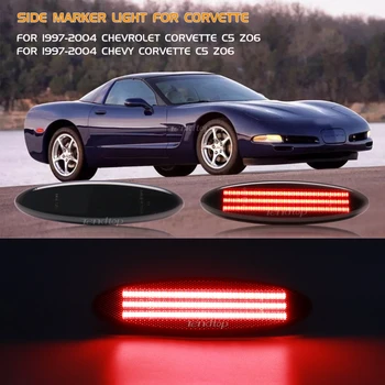Pilnas LED Šoniniai Gabaritiniai Žibintai Raudona Galinis Bamperis Lempos Chevy 1997-2004 C5 Sedanas Z06 Corvette Kabrioletas Dūmų Juoda Indikatorius