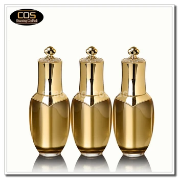 LA201 30ml Aukso Akrilo Kosmetikos Siurblys Butelis su Karūna Bžūp, 30ml akrilo kosmetikos pakuotės, didmeninė 1oz akrilo butelis aukso