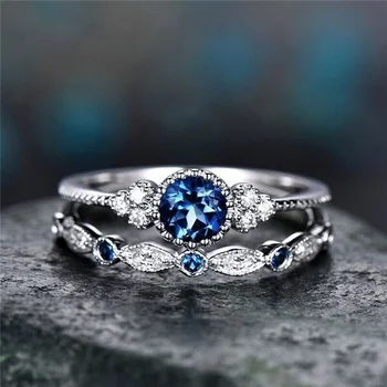 Delysia Karalius 2 vnt/komplektas elegantiškas ir gražus moterų mados juvelyrikos prabangus žiedas nustatyti Paprasta, vestuvės vestuvinis žiedas