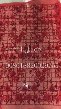 ju001 raudona paillette tinklelis gėlių siuvinėjimas gražus audinys vakarinę suknelę/vestuves/mados dizainas,siųsti dhl