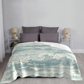 Jūra Vandenynas Audringų Bangų Vilnos Antklodė Japonų Stiliaus Nuostabus Mesti Antklodę Lova, Sofa Sofa 150*125cm Kilimėlio Gabalas