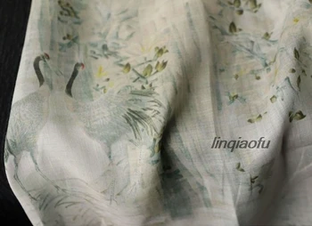 Aukštos klasės drabužių lino audinio Suknelė skraiste, ramės (kiniškosios dilgėlės pažangių skaitmeninių spausdinimo medžiaga