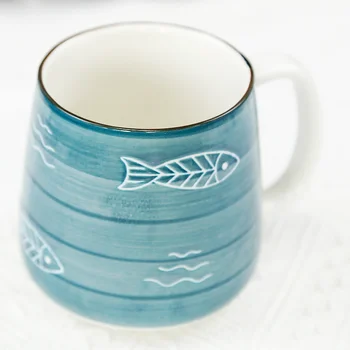 Retro Kūrybos Ranka-dažytos Keramikos Vandens Puodelį Dangus Mėlynas Kūrybos Taurės Verslo Biuro Porą Pieno Kavos Puodelio